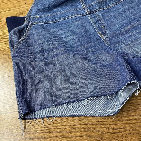 Old Navy Maternity Overalls Denim Shortalls Cut Off Shorts Blue - Picture 6 of 12